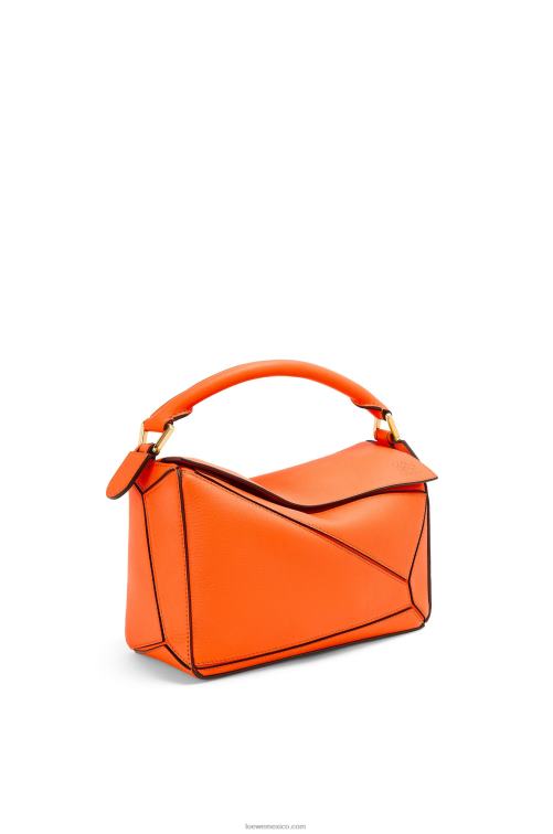 naranja bolso puzzle pequeño de piel de becerro clásica Loewe R8J8Z501 mujer