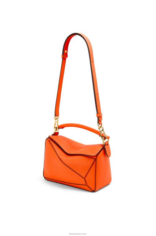 naranja bolso puzzle pequeño de piel de becerro clásica Loewe R8J8Z501 mujer