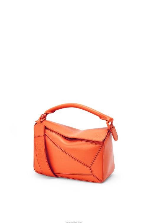 naranja bolso puzzle pequeño de piel de becerro satinada Loewe R8J8Z491 mujer