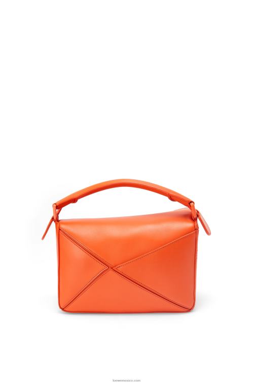 naranja bolso puzzle pequeño de piel de becerro satinada Loewe R8J8Z491 mujer