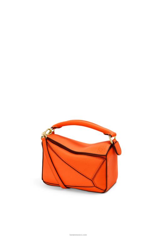 naranja minibolso puzzle de piel de becerro clásica Loewe R8J8Z285 mujer