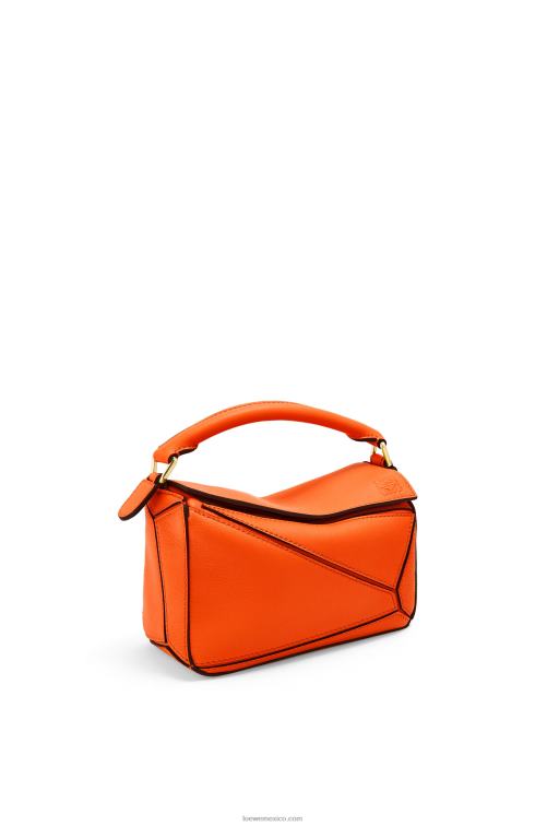 naranja minibolso puzzle de piel de becerro clásica Loewe R8J8Z285 mujer
