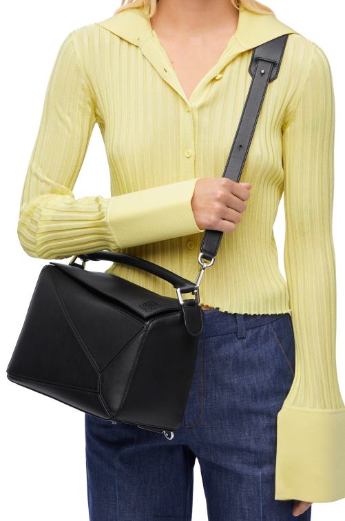 negro bolso puzzle en piel de becerro clásica Loewe R8J8Z479 mujer