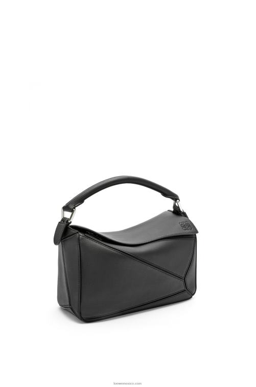negro bolso puzzle pequeño de piel de becerro clásica Loewe R8J8Z478 mujer