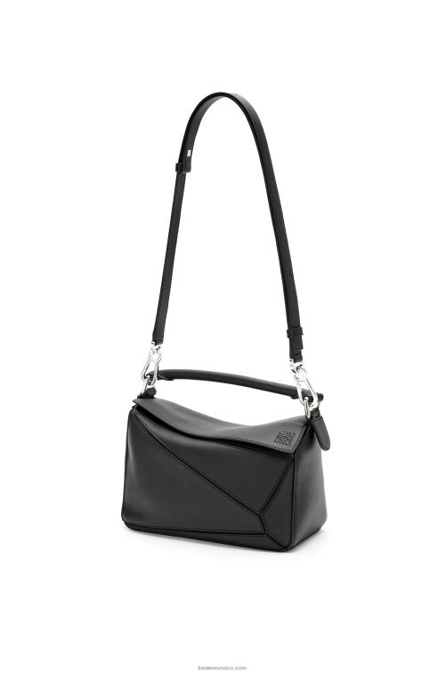 negro bolso puzzle pequeño de piel de becerro clásica Loewe R8J8Z478 mujer