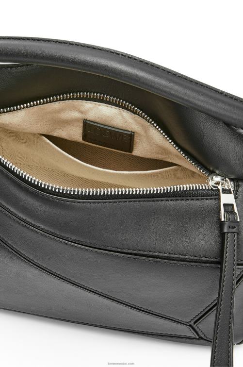 negro bolso puzzle pequeño de piel de becerro clásica Loewe R8J8Z478 mujer
