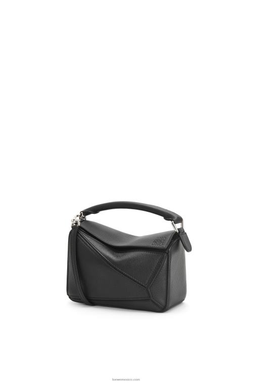 negro minibolso puzzle de piel de becerro clásica Loewe R8J8Z200 mujer