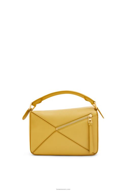 ocre brillante bolso puzzle pequeño de piel de becerro clásica Loewe R8J8Z365 mujer