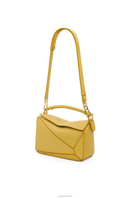 ocre brillante bolso puzzle pequeño de piel de becerro clásica Loewe R8J8Z365 mujer