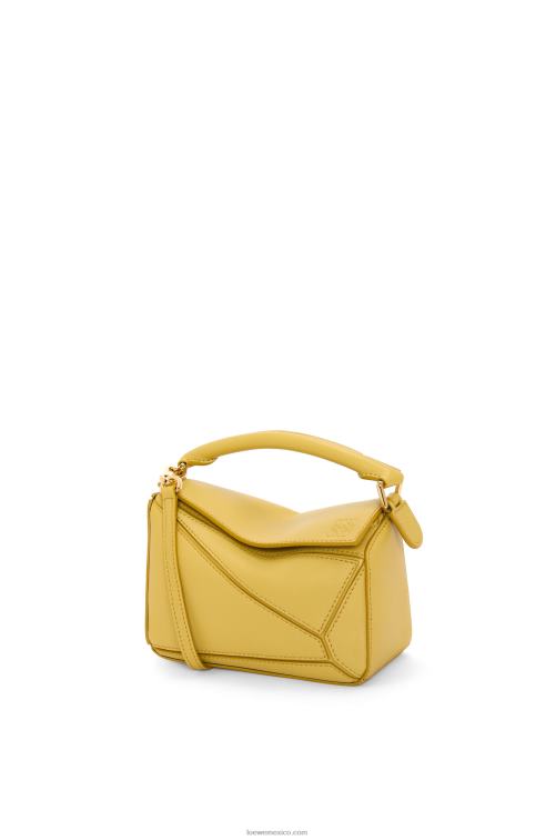 ocre brillante minibolso puzzle de piel de becerro clásica Loewe R8J8Z201 mujer