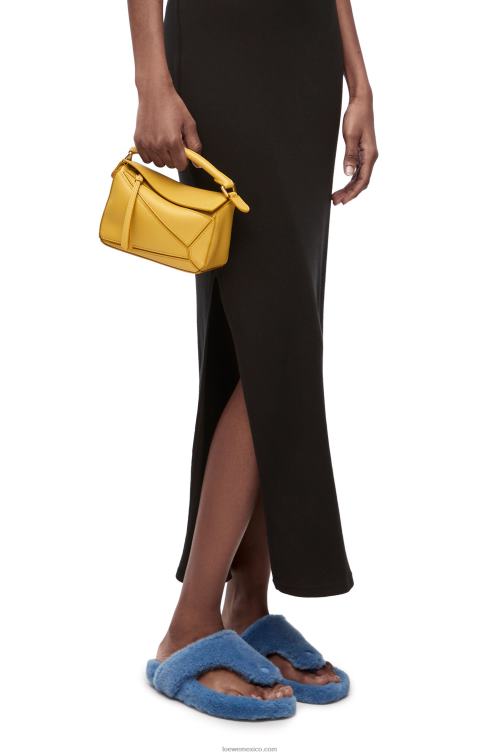 ocre brillante minibolso puzzle de piel de becerro clásica Loewe R8J8Z201 mujer
