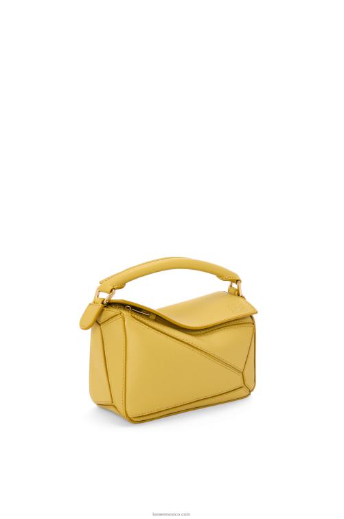 ocre brillante minibolso puzzle de piel de becerro clásica Loewe R8J8Z201 mujer