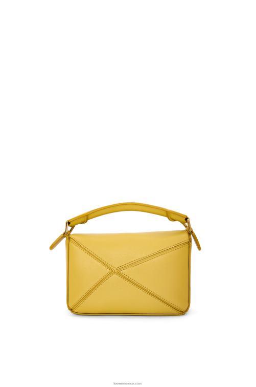 ocre brillante minibolso puzzle de piel de becerro clásica Loewe R8J8Z201 mujer