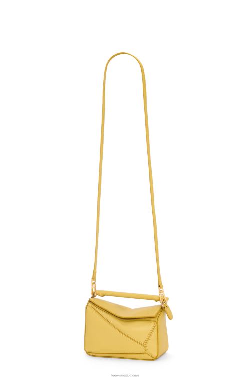 ocre brillante minibolso puzzle de piel de becerro clásica Loewe R8J8Z201 mujer