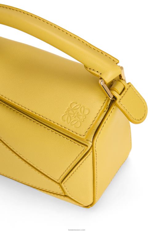 ocre brillante minibolso puzzle de piel de becerro clásica Loewe R8J8Z201 mujer