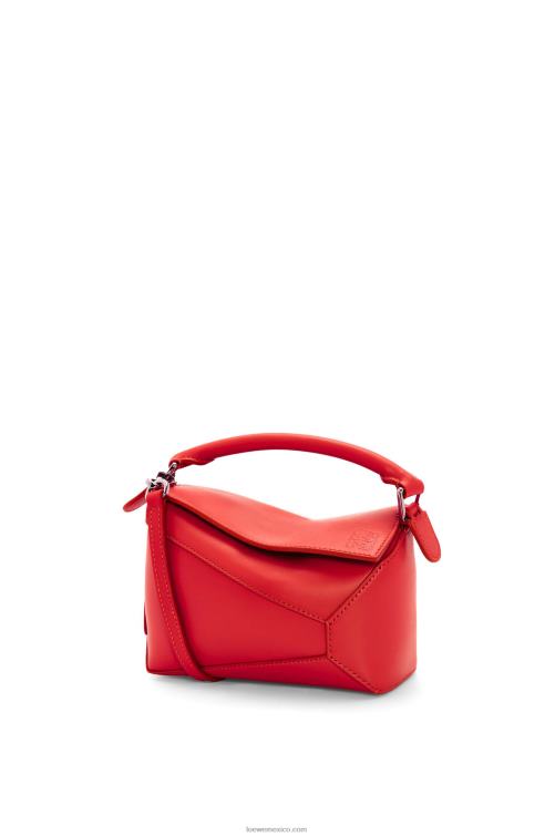 rojo bolso mini puzzle edge de piel de becerro satinada Loewe R8J8Z213 mujer