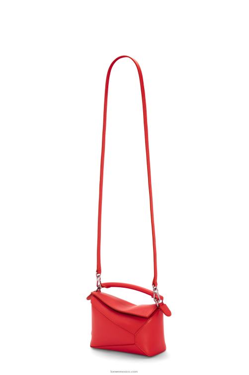 rojo bolso mini puzzle edge de piel de becerro satinada Loewe R8J8Z213 mujer
