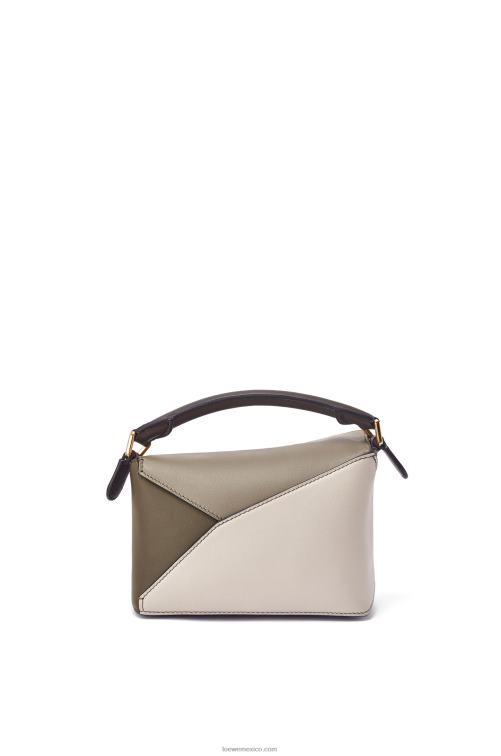 verde laurel/avena claro canto mini puzzle de piel de becerro napa Loewe R8J8Z253 mujer