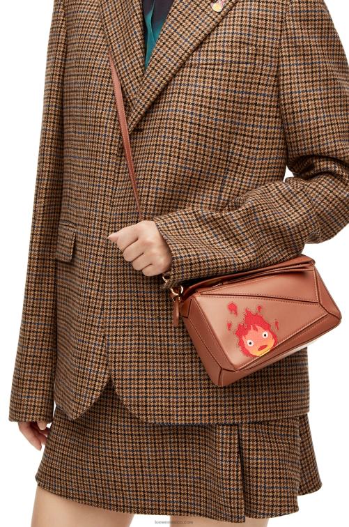 óxido Minibolso calcifer puzzle de piel de becerro satinada Loewe R8J8Z260 mujer