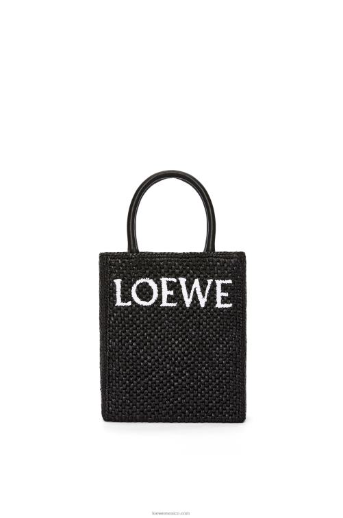 blanco negro bolso tote estándar a5 en rafia Loewe R8J8Z72 mujer