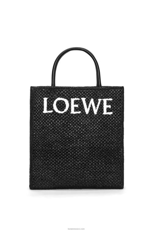 blanco negro tote bag estándar a4 en rafia Loewe R8J8Z73 mujer