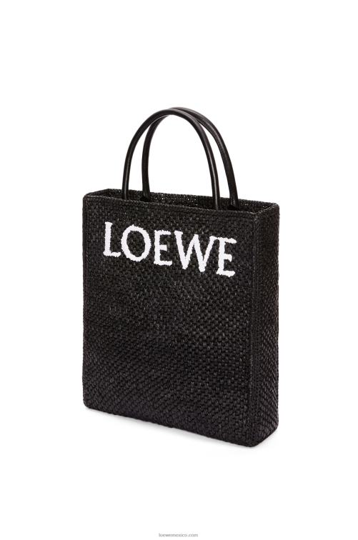 blanco negro tote bag estándar a4 en rafia Loewe R8J8Z73 mujer