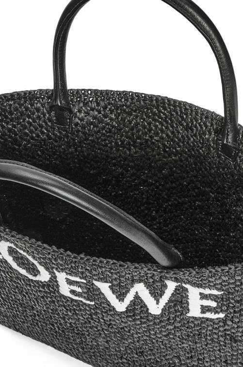 blanco negro tote bag estándar a4 en rafia Loewe R8J8Z73 mujer