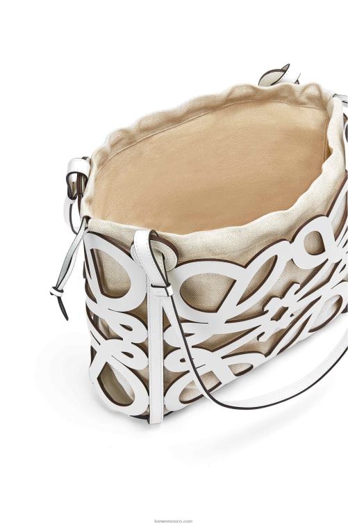 blanco suave bolso tote pequeño con anagrama recortado de piel de becerro box Loewe R8J8Z187 mujer