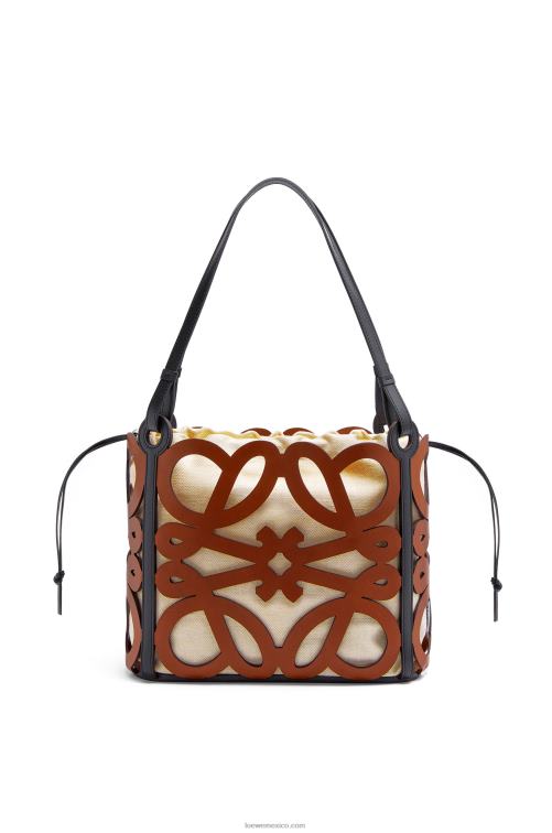 broncearse bolso tote pequeño con anagrama recortado de piel de becerro Loewe R8J8Z125 mujer