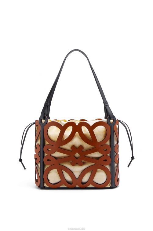 broncearse bolso tote pequeño con anagrama recortado de piel de becerro Loewe R8J8Z125 mujer