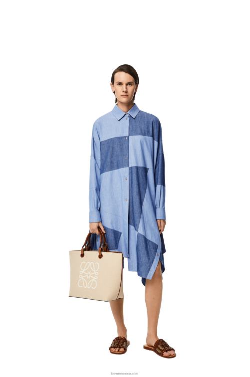 crudo/bronceado bolso shopper con anagrama de jacquard y piel de becerro Loewe R8J8Z122 mujer