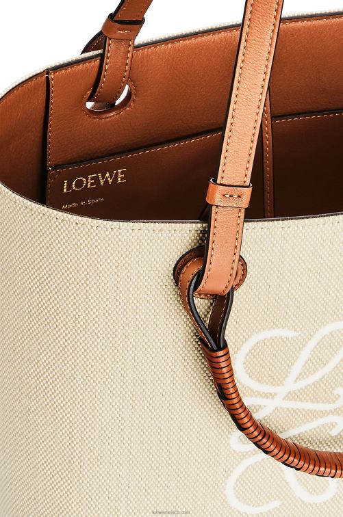 crudo/bronceado bolso shopper pequeño con anagrama de jacquard y piel de becerro Loewe R8J8Z121 mujer
