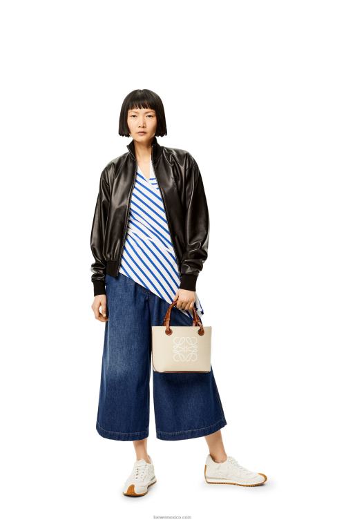 crudo/bronceado bolso tote mini anagrama de jacquard y piel de becerro Loewe R8J8Z128 mujer