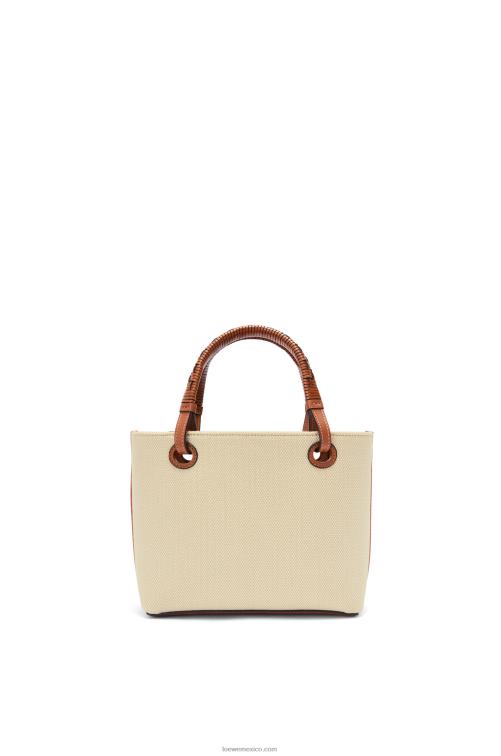 crudo/bronceado bolso tote mini anagrama de jacquard y piel de becerro Loewe R8J8Z128 mujer