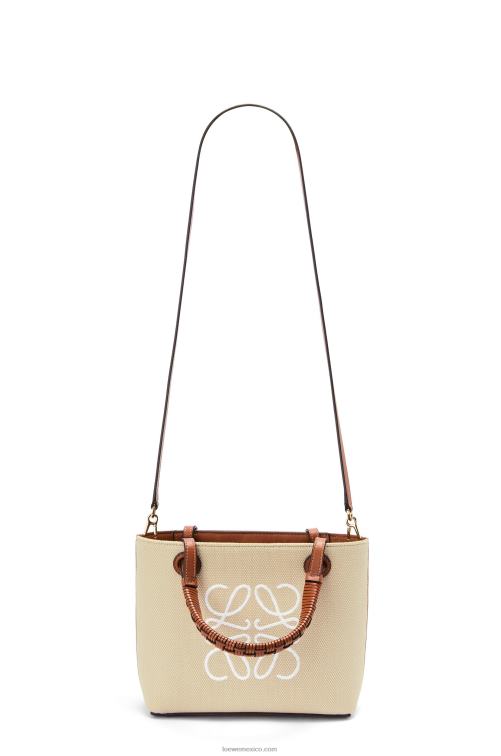 crudo/bronceado bolso tote mini anagrama de jacquard y piel de becerro Loewe R8J8Z128 mujer