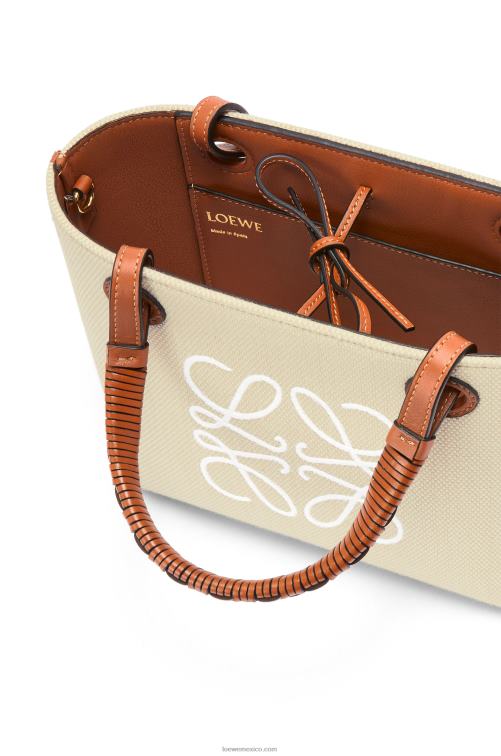 crudo/bronceado bolso tote mini anagrama de jacquard y piel de becerro Loewe R8J8Z128 mujer