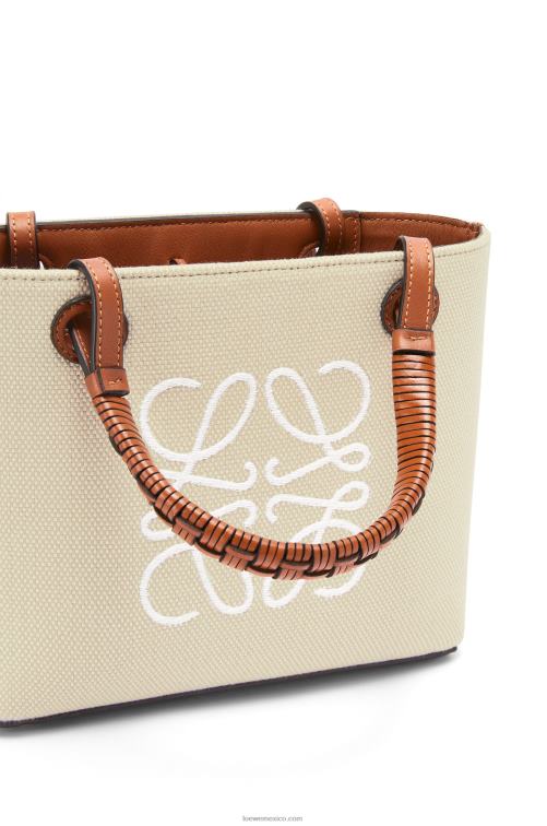 crudo/bronceado bolso tote mini anagrama de jacquard y piel de becerro Loewe R8J8Z128 mujer