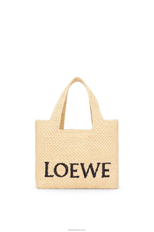natural bolso tote con letra pequeña en rafia Loewe R8J8Z33 mujer