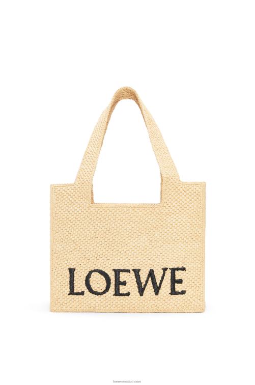 natural bolso tote font mediano en rafia Loewe R8J8Z30 mujer