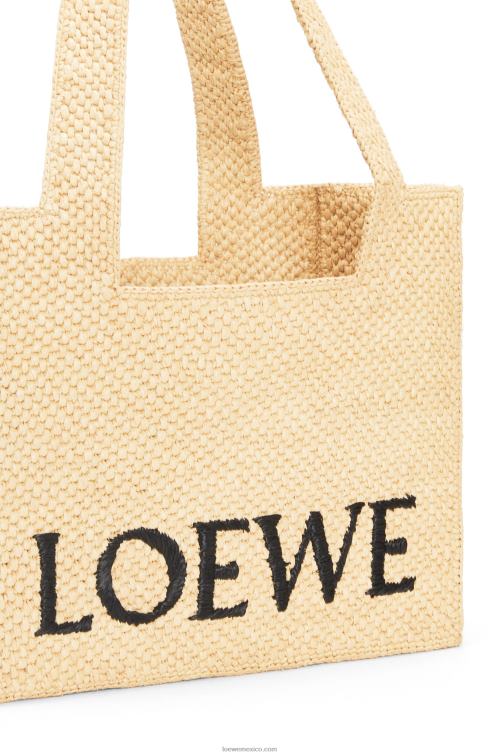 natural bolso tote font mediano en rafia Loewe R8J8Z30 mujer