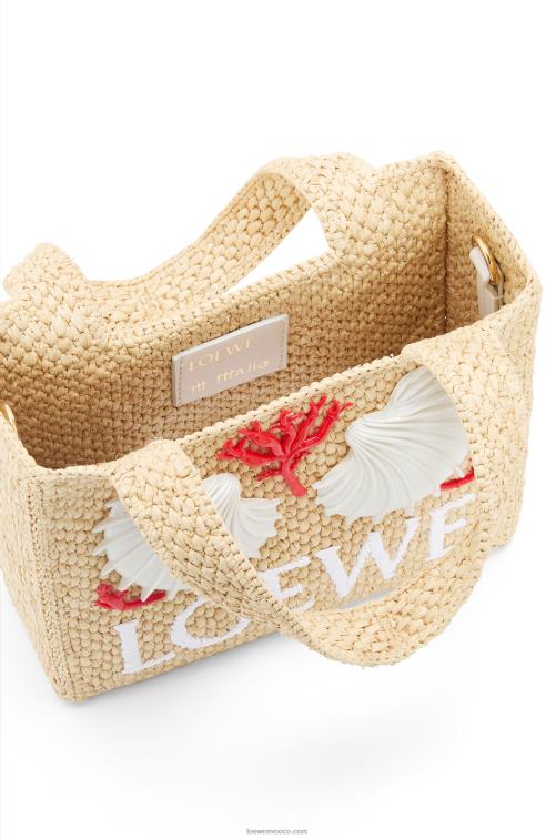 natural bolso tote maruja mallo mini font en rafia Loewe R8J8Z112 mujer