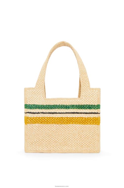natural/multicolor bolso shopper de rafia con motivo de rayas Loewe R8J8Z14 mujer