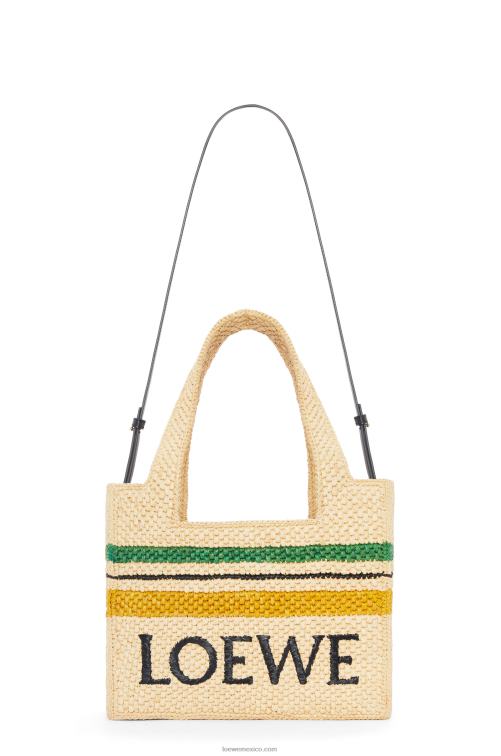 natural/multicolor bolso shopper de rafia con motivo de rayas Loewe R8J8Z14 mujer