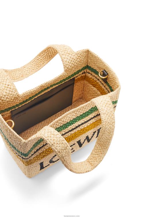 natural/multicolor bolso shopper de rafia con motivo de rayas Loewe R8J8Z14 mujer