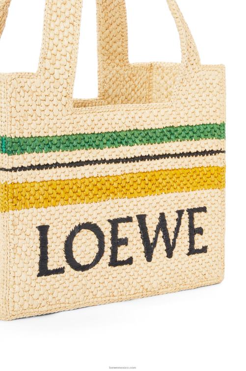 natural/multicolor bolso shopper de rafia con motivo de rayas Loewe R8J8Z14 mujer