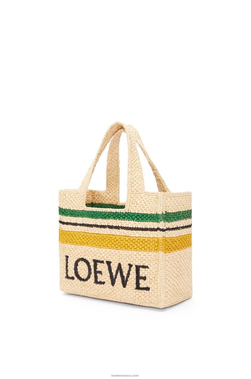 natural/multicolor bolso tote con letra pequeña en rafia Loewe R8J8Z111 mujer