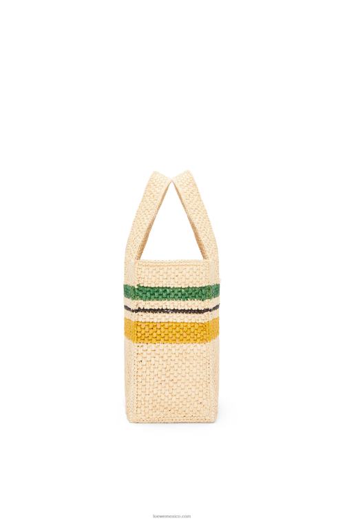 natural/multicolor bolso tote con letra pequeña en rafia Loewe R8J8Z111 mujer