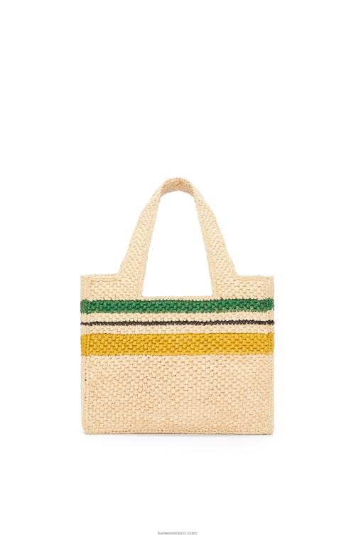 natural/multicolor bolso tote con letra pequeña en rafia Loewe R8J8Z111 mujer