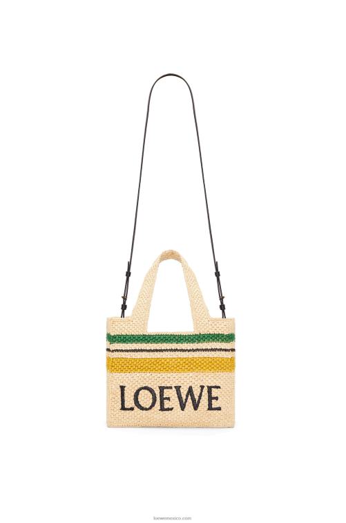 natural/multicolor bolso tote con letra pequeña en rafia Loewe R8J8Z111 mujer