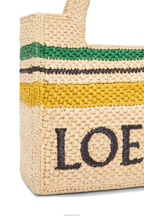 natural/multicolor bolso tote con letra pequeña en rafia Loewe R8J8Z111 mujer